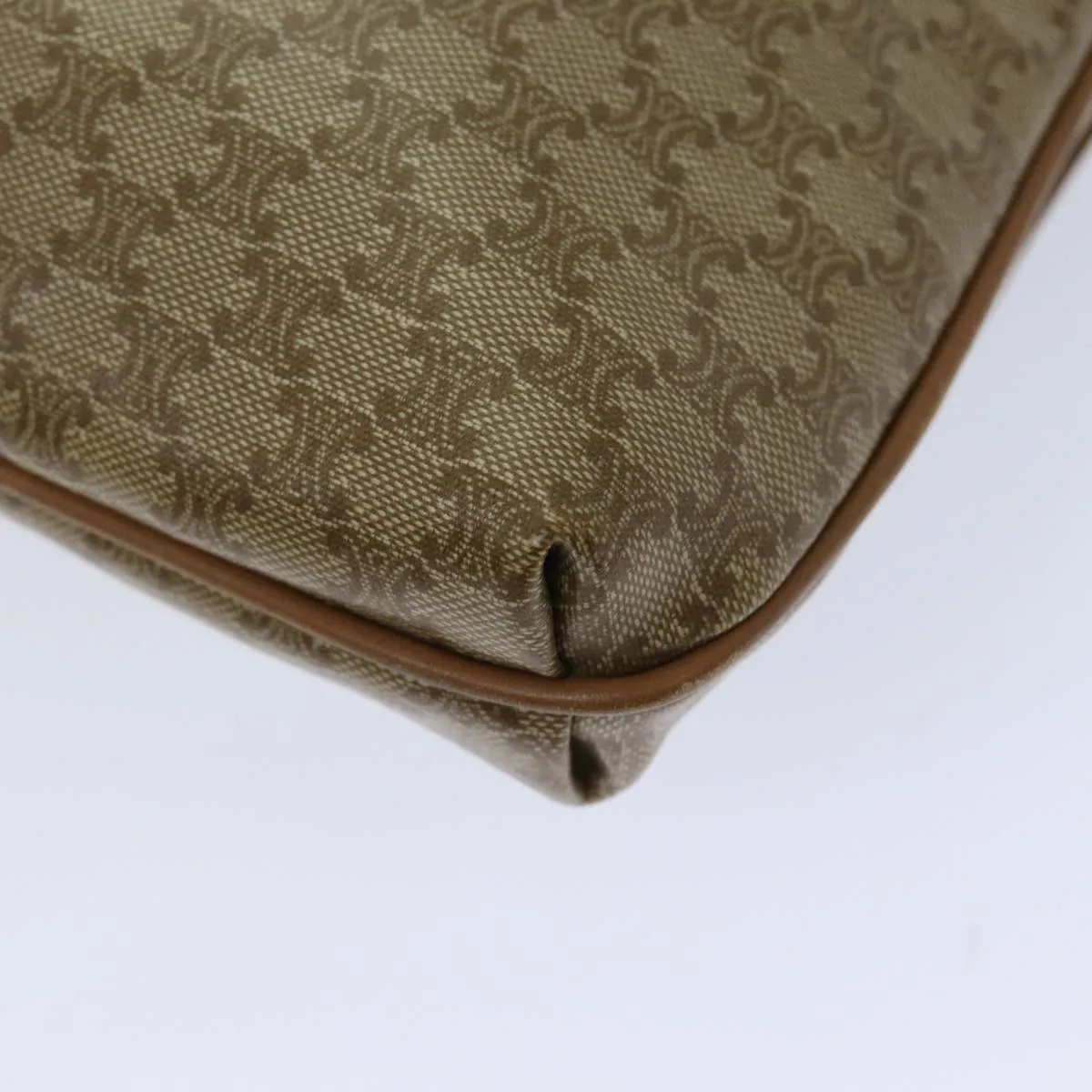 CELINE Macadam Canvas Clutch Bag Beige Auth 70798