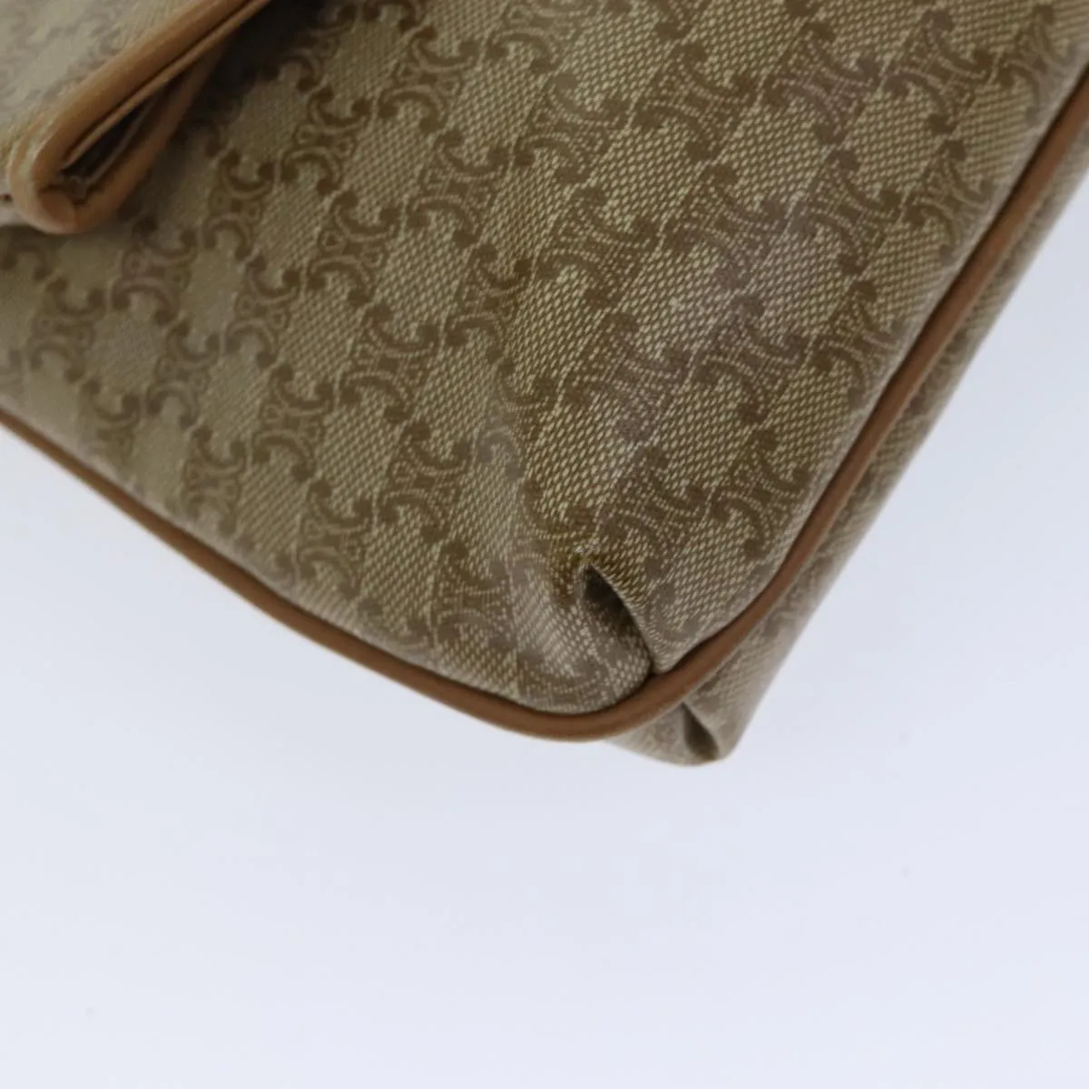 CELINE Macadam Canvas Clutch Bag Beige Auth 70798