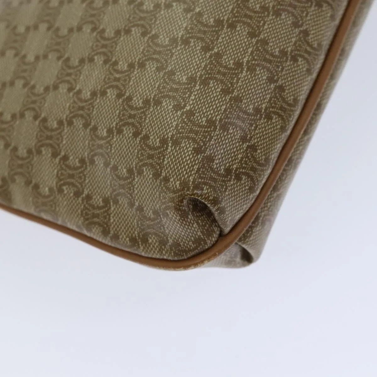 CELINE Macadam Canvas Clutch Bag Beige Auth 70798
