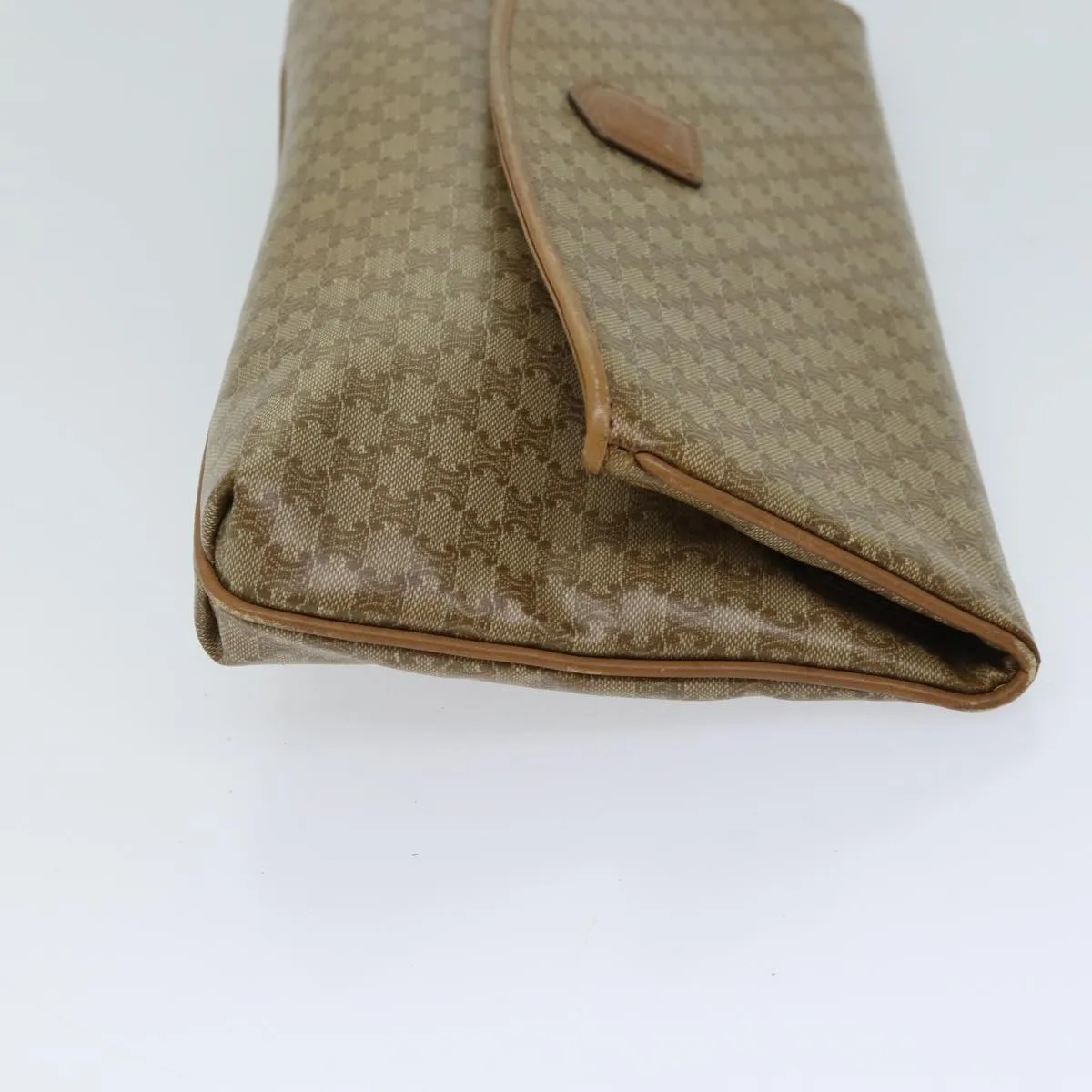 CELINE Macadam Canvas Clutch Bag Beige Auth 70798