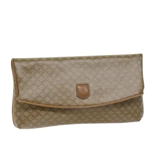 CELINE Macadam Canvas Clutch Bag Beige Auth 70798
