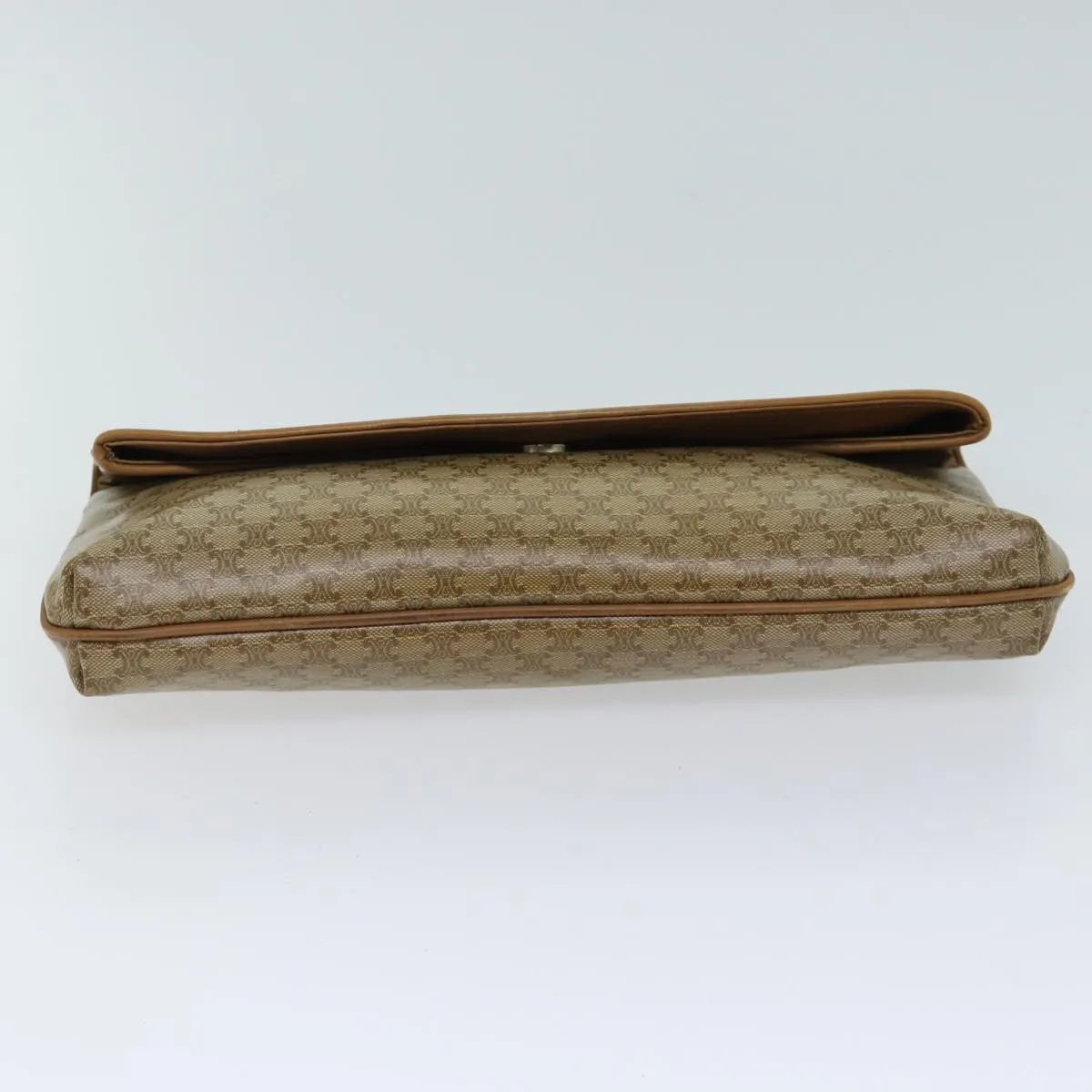 CELINE Macadam Canvas Clutch Bag Beige Auth 70798