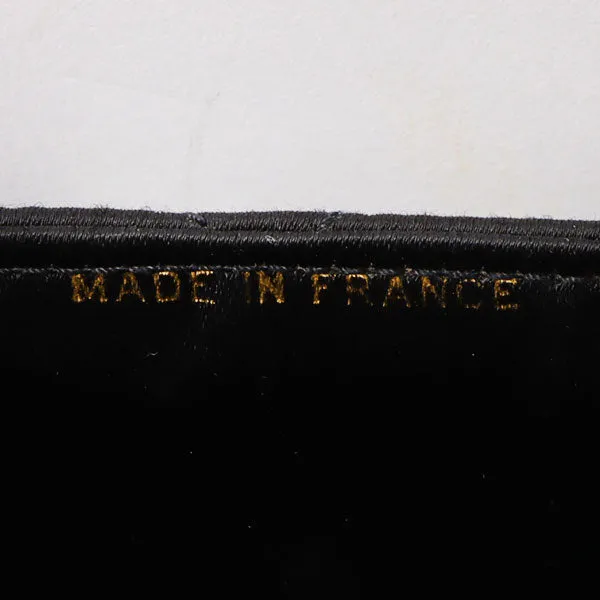 Chanel Around 1985~1990 Made Silk Satin Rhinestone Cc Mark Plate Chain Bag Black