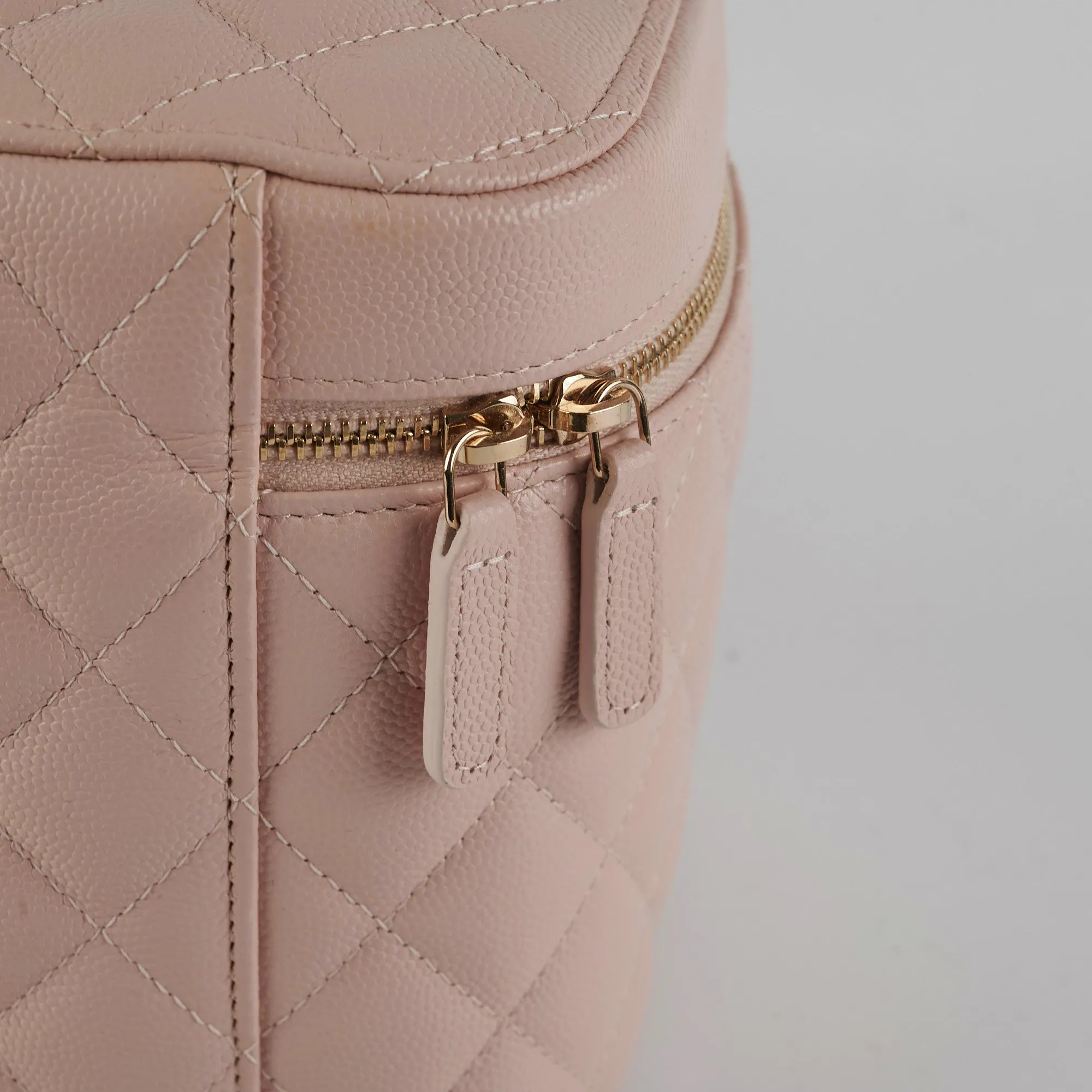 Chanel Caviar Vanity Cosmetic Bag Pink Rose Clair