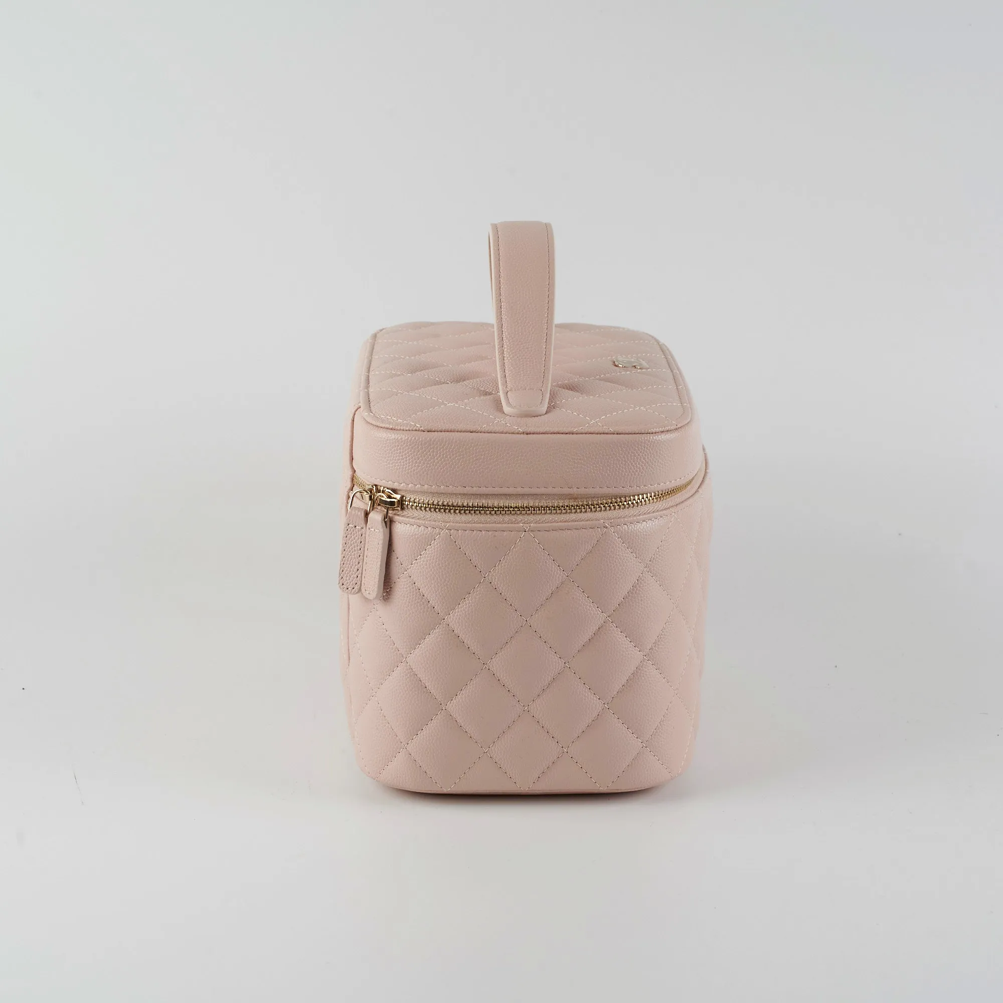 Chanel Caviar Vanity Cosmetic Bag Pink Rose Clair