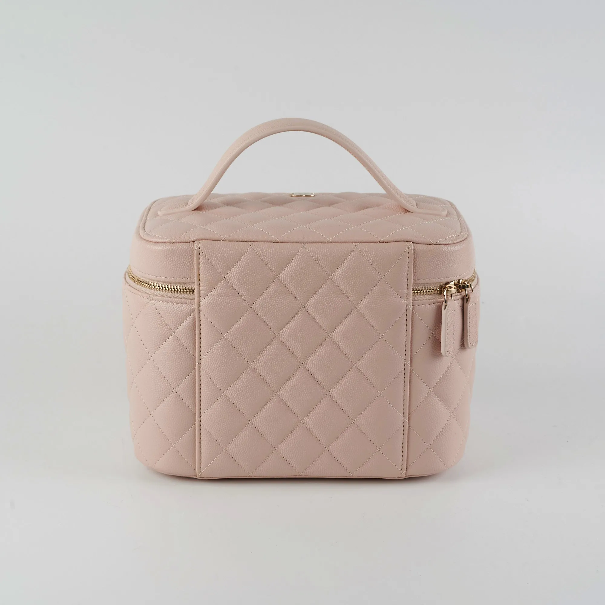 Chanel Caviar Vanity Cosmetic Bag Pink Rose Clair