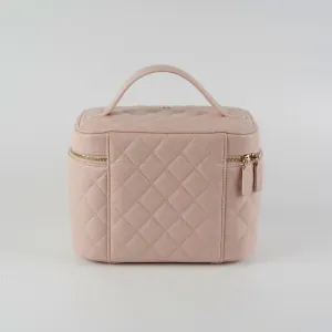 Chanel Caviar Vanity Cosmetic Bag Pink Rose Clair