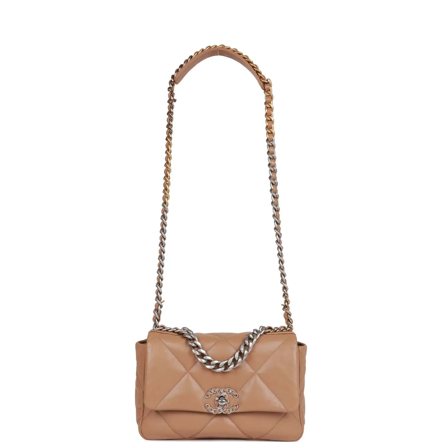 Chanel Medium 19 Flap Bag Beige Calfskin Mixed Hardware