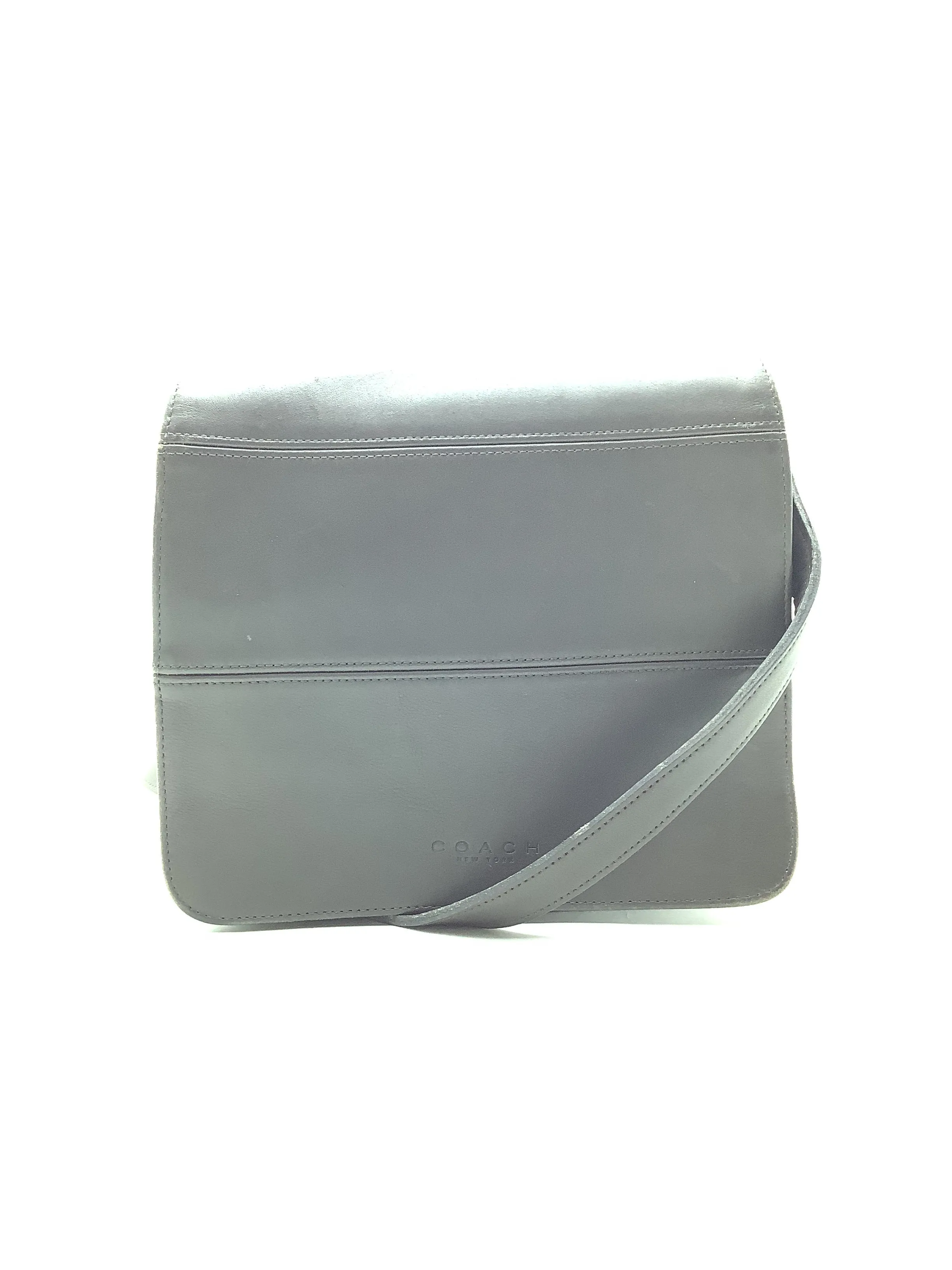 Coach Tribeca Stitch Flap Shoulder Bag Leather Grey