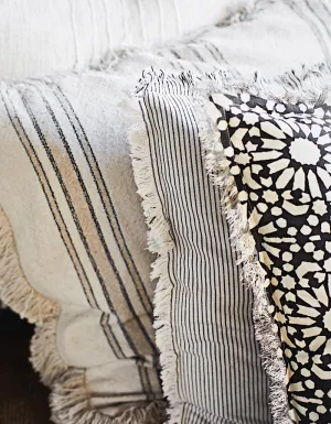 Cotton Monochrome Cushions with Fringe