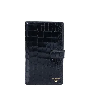 Croco Leather Passport Case - Black