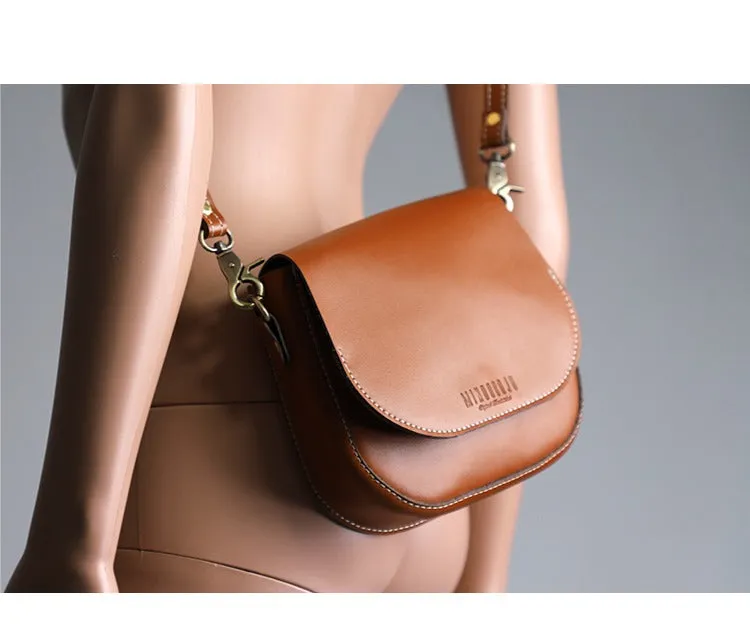 Cute Black LEATHER Flip Side Bag Handmade WOMEN Saddle Phone Crossbody BAG Purse FOR WOMEN