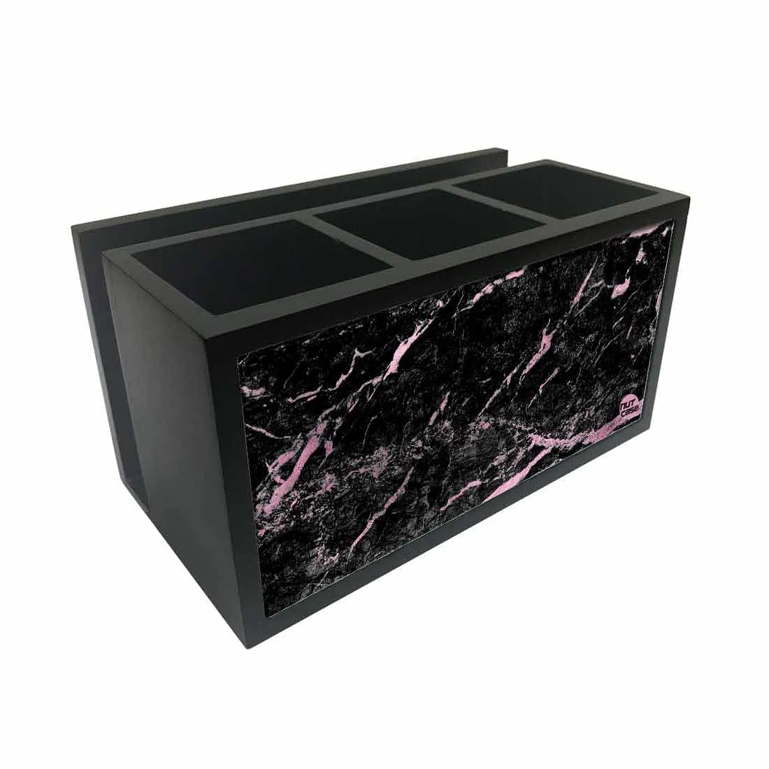 Cutlery Tissue Holder Napkin Stand -  Black and Pink Marble