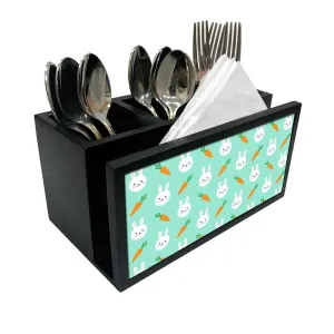 Cutlery Tissue Holder Napkin Stand -  Carrot and Bunny