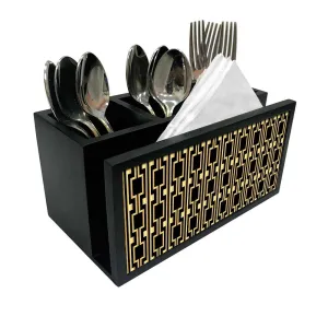 Cutlery Tissue Holder Napkin Stand -  Retro Pattern