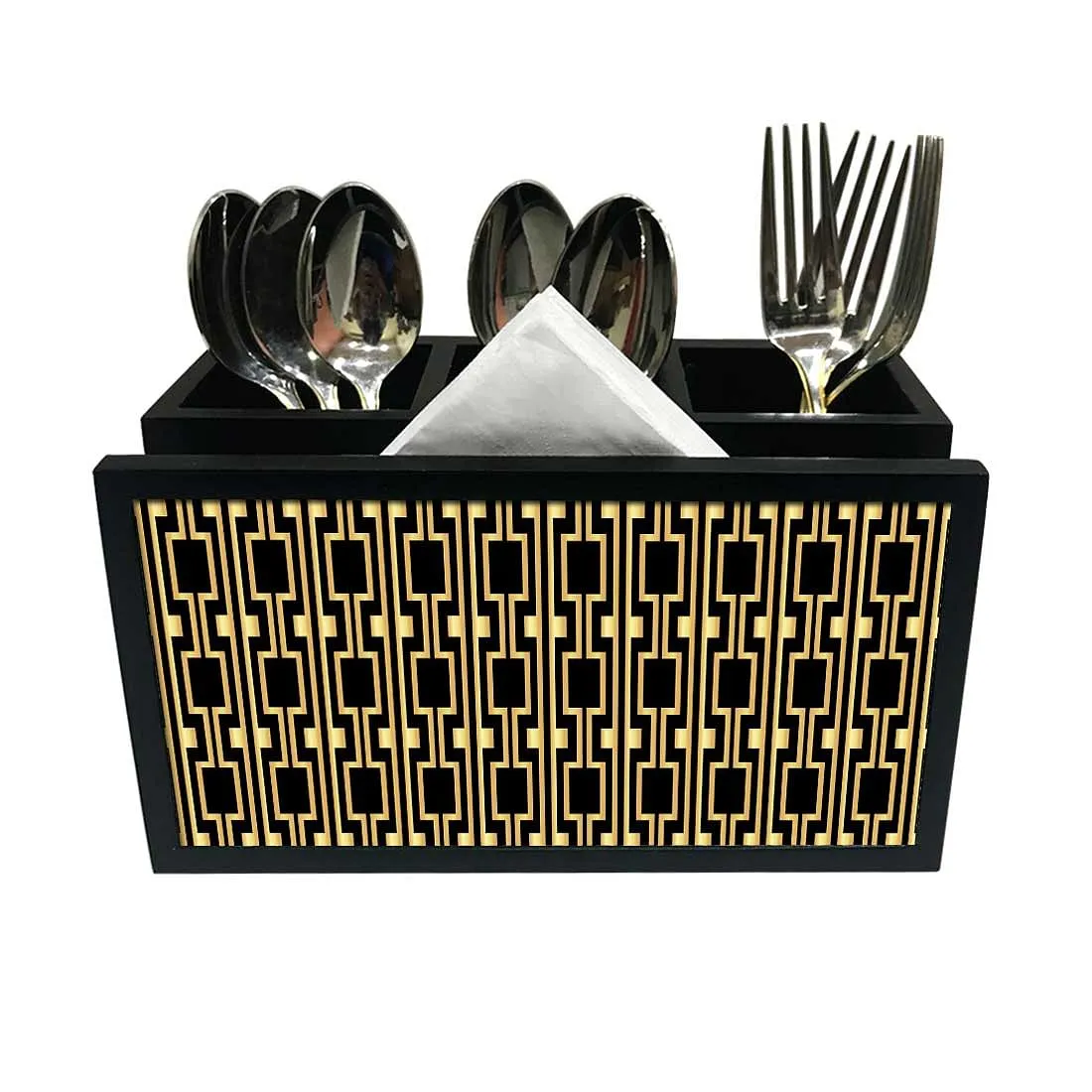 Cutlery Tissue Holder Napkin Stand -  Retro Pattern