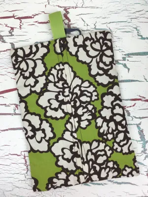 Dark Brown, Ivory, and Green Floral Diaper/Wipee Case