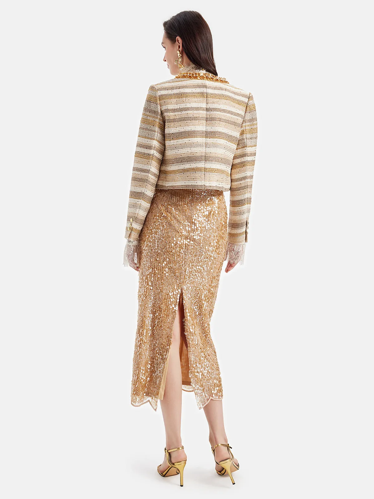 Dazzling Gold Sequin Skirt - Star Queen