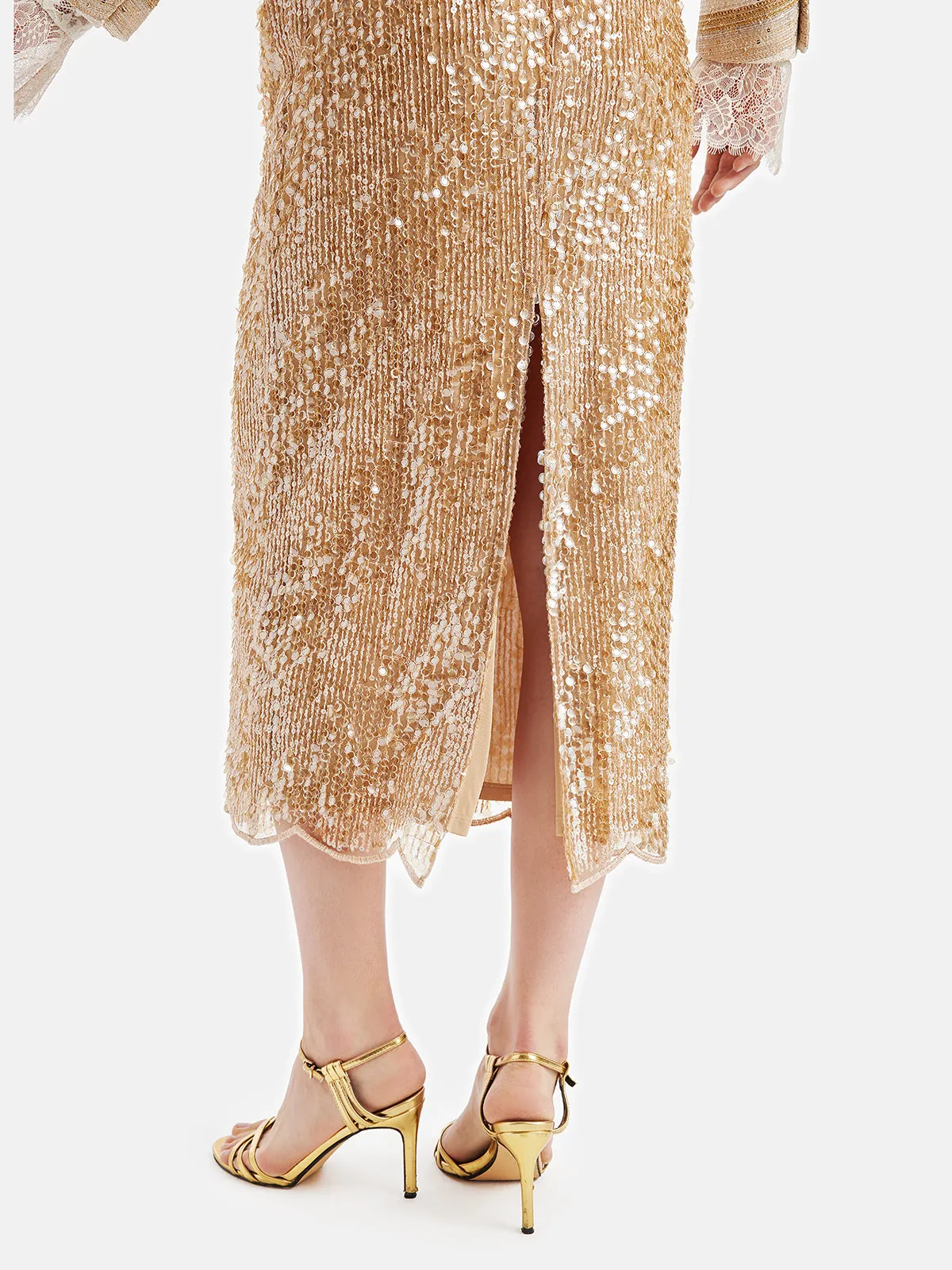 Dazzling Gold Sequin Skirt - Star Queen