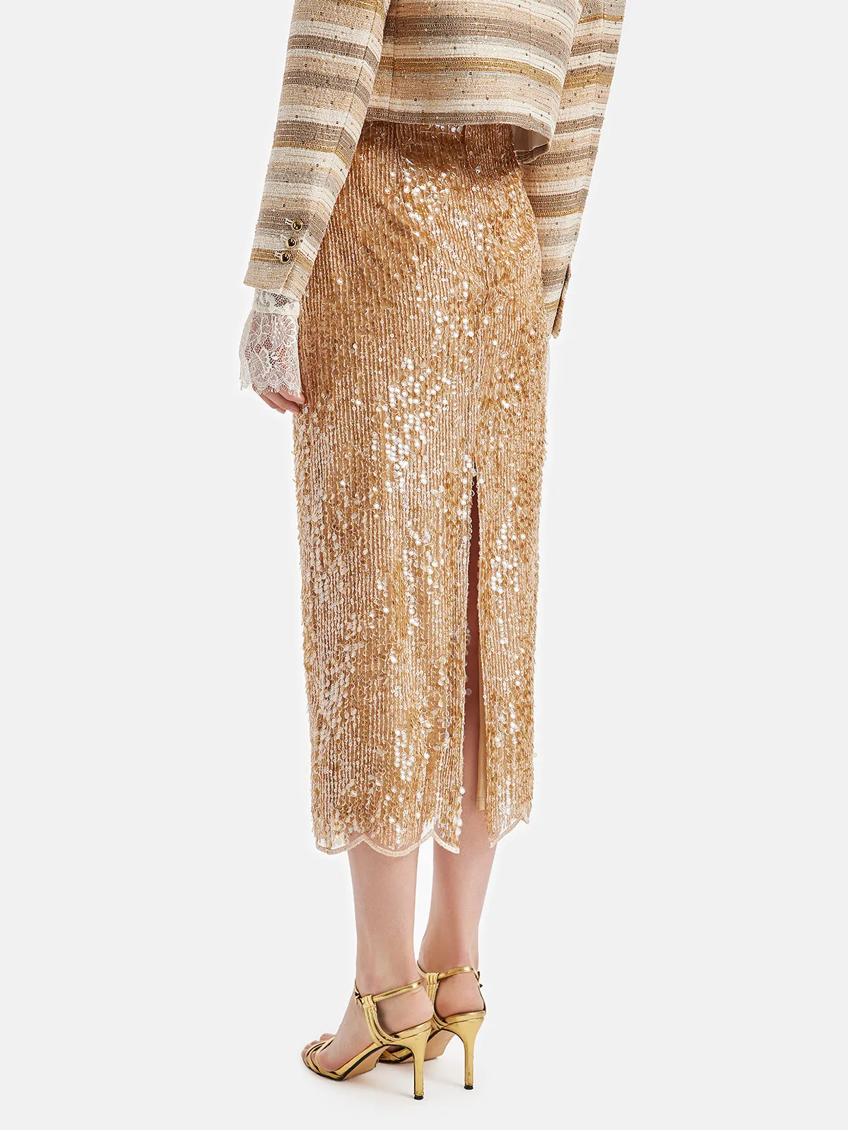 Dazzling Gold Sequin Skirt - Star Queen