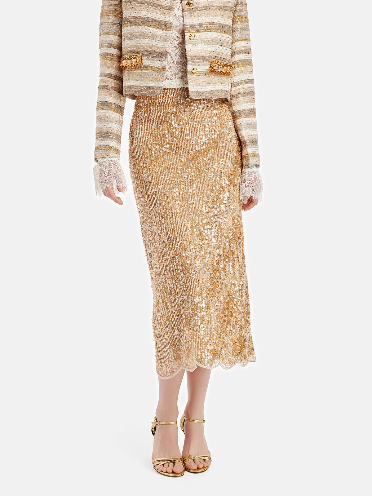 Dazzling Gold Sequin Skirt - Star Queen