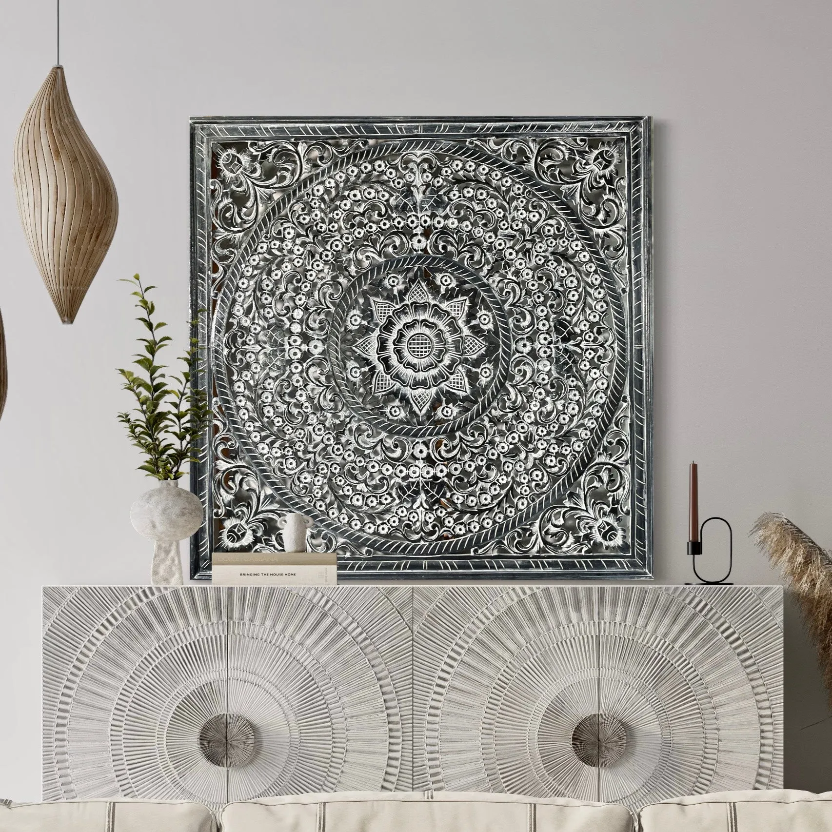 Decorative Panel "Peony" - Monochrome