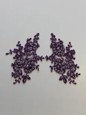 Deep Violet Beaded Lace Appliques - Sophia
