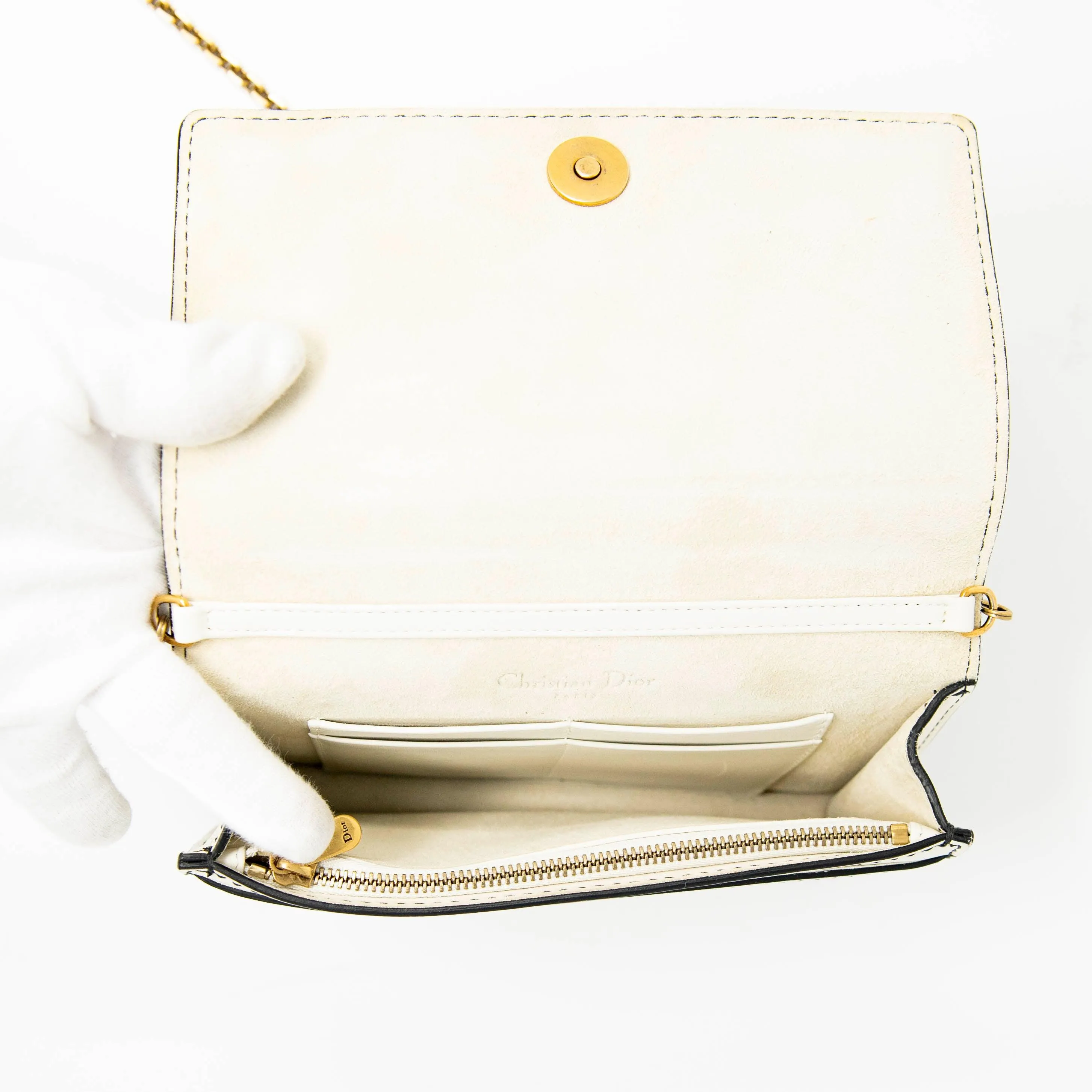 Dior J’adior White Wallet On Chain