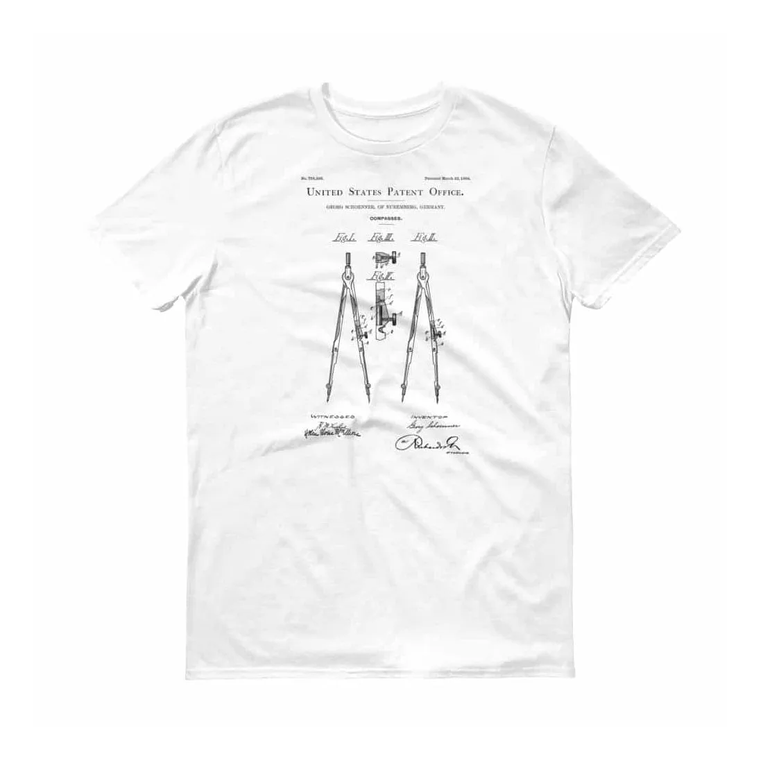 Drawing Compass Patent T-Shirt 1904 - Old Patent T-shirt, Vintage Tools, Architect Gift, Drawing Tool, Artist Gift