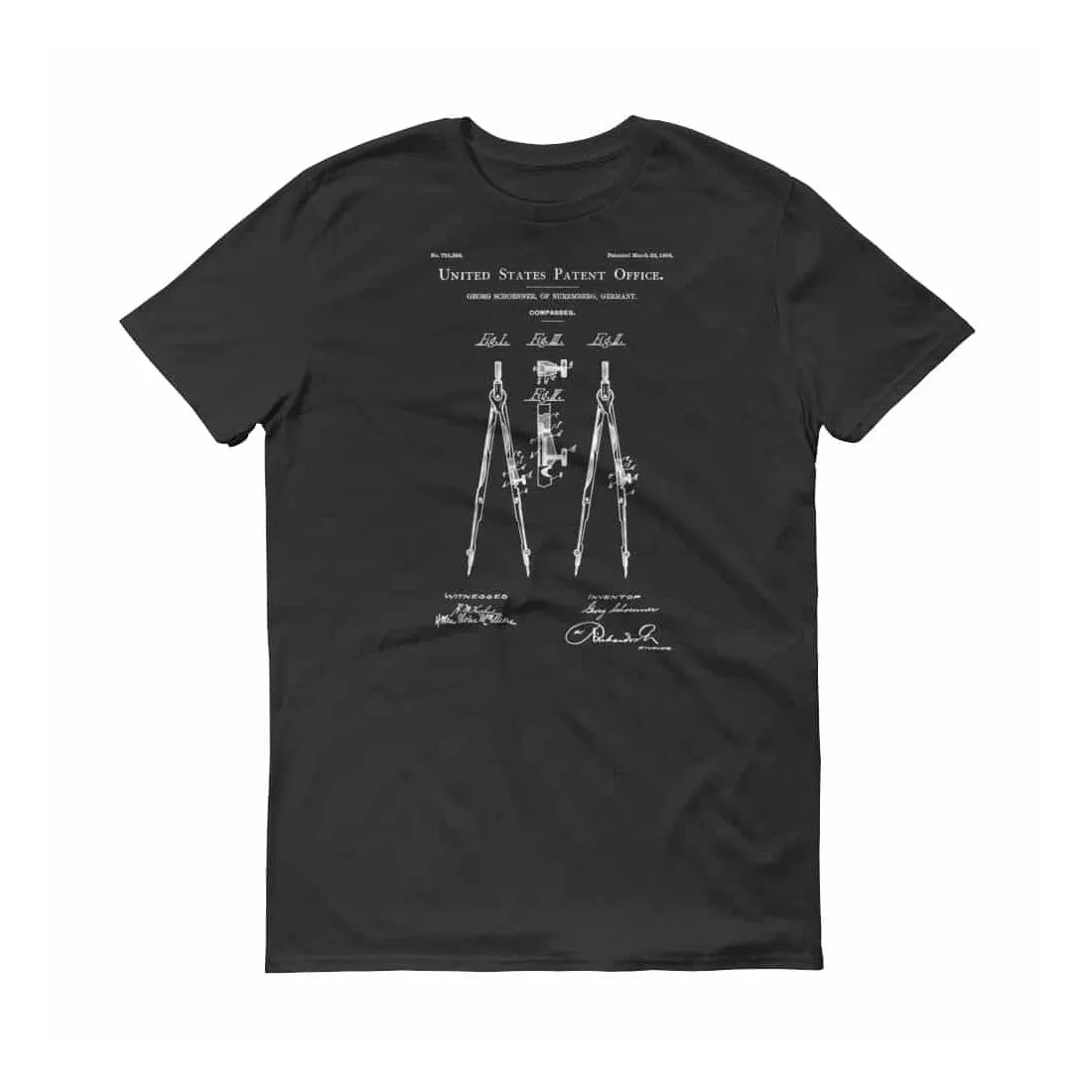 Drawing Compass Patent T-Shirt 1904 - Old Patent T-shirt, Vintage Tools, Architect Gift, Drawing Tool, Artist Gift