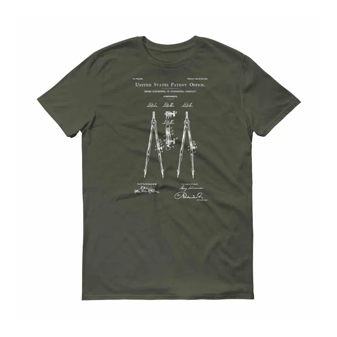 Drawing Compass Patent T-Shirt 1904 - Old Patent T-shirt, Vintage Tools, Architect Gift, Drawing Tool, Artist Gift