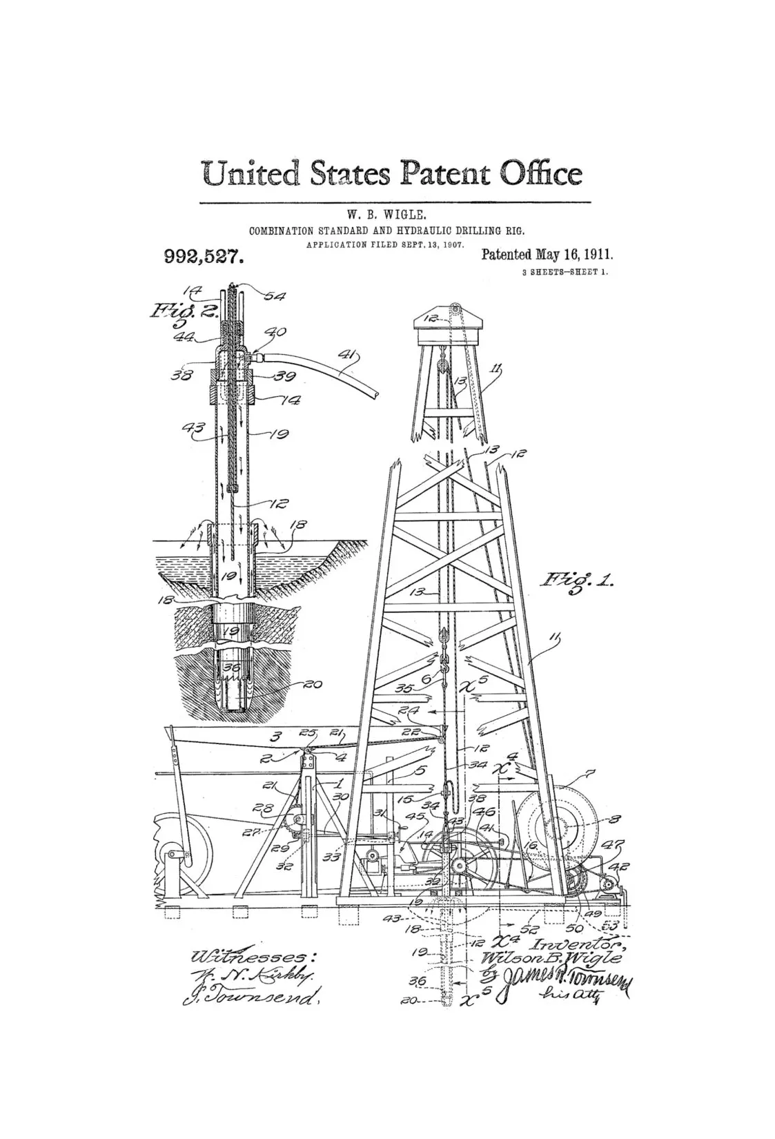 Drilling Rig Patent 1911 - Patent Print, Office Decor, Industrial Decor, Tool Art, Hydraulic Drilling Rig, Oil Rig, Drilling Rig