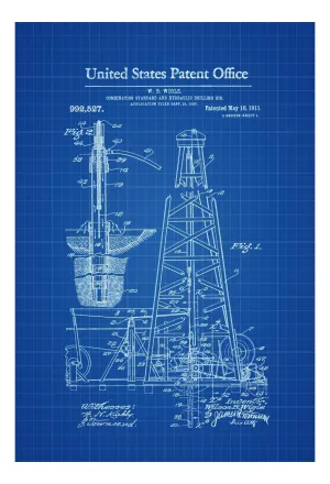 Drilling Rig Patent 1911 - Patent Print, Office Decor, Industrial Decor, Tool Art, Hydraulic Drilling Rig, Oil Rig, Drilling Rig