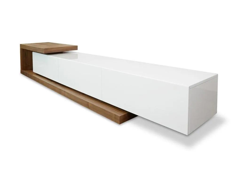 Dwell Extendable TV Entertainment Unit - Walnut - White