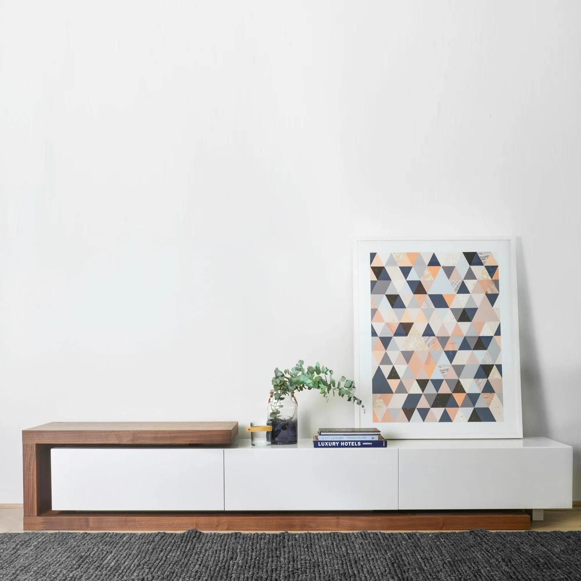 Dwell Extendable TV Entertainment Unit - Walnut - White