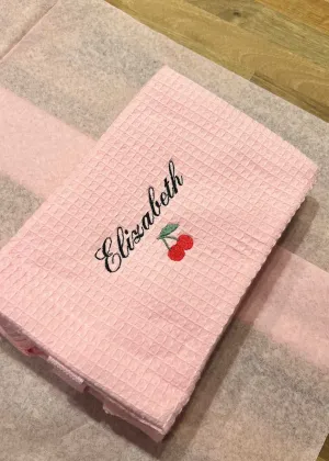 Embroidered Waffle Makeup Pouch