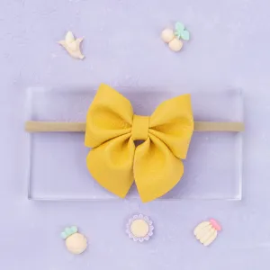 Faux Leather Sailor Bow Headband- Yellow