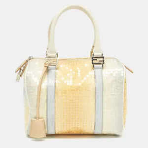 Fendi Ombre Yellow Zucchino Fabric And Leather Small Forever Bauletto Bag