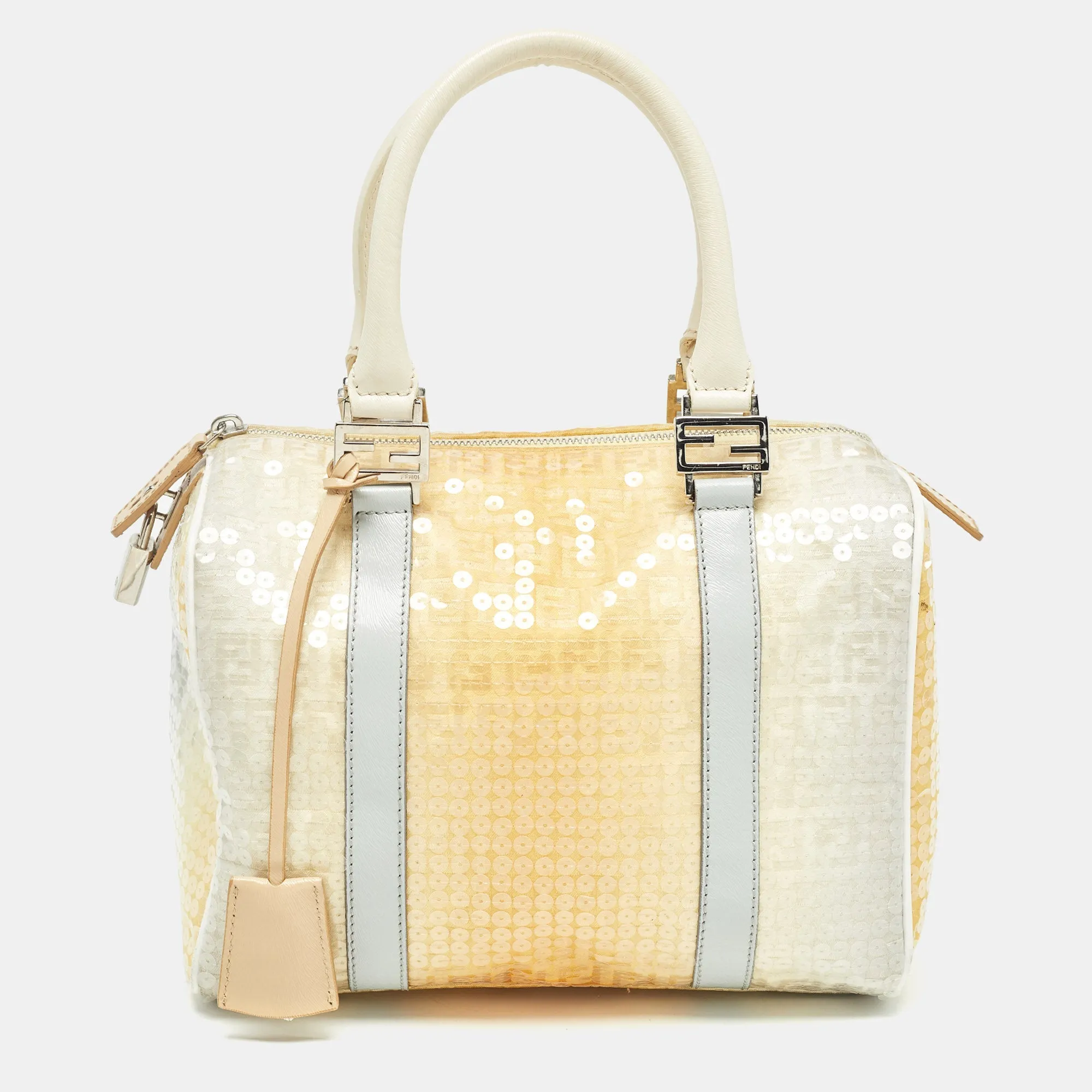 Fendi Ombre Yellow Zucchino Fabric And Leather Small Forever Bauletto Bag