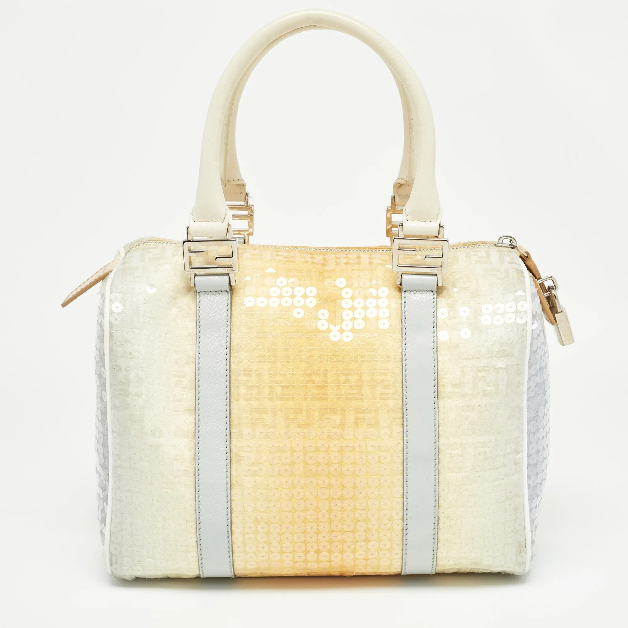 Fendi Ombre Yellow Zucchino Fabric And Leather Small Forever Bauletto Bag