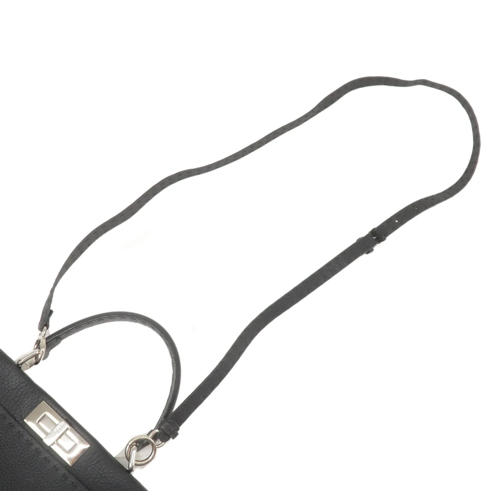 FENDI Selleria Peekaboo Regular Leather 2WAY Bag Black 8BN226