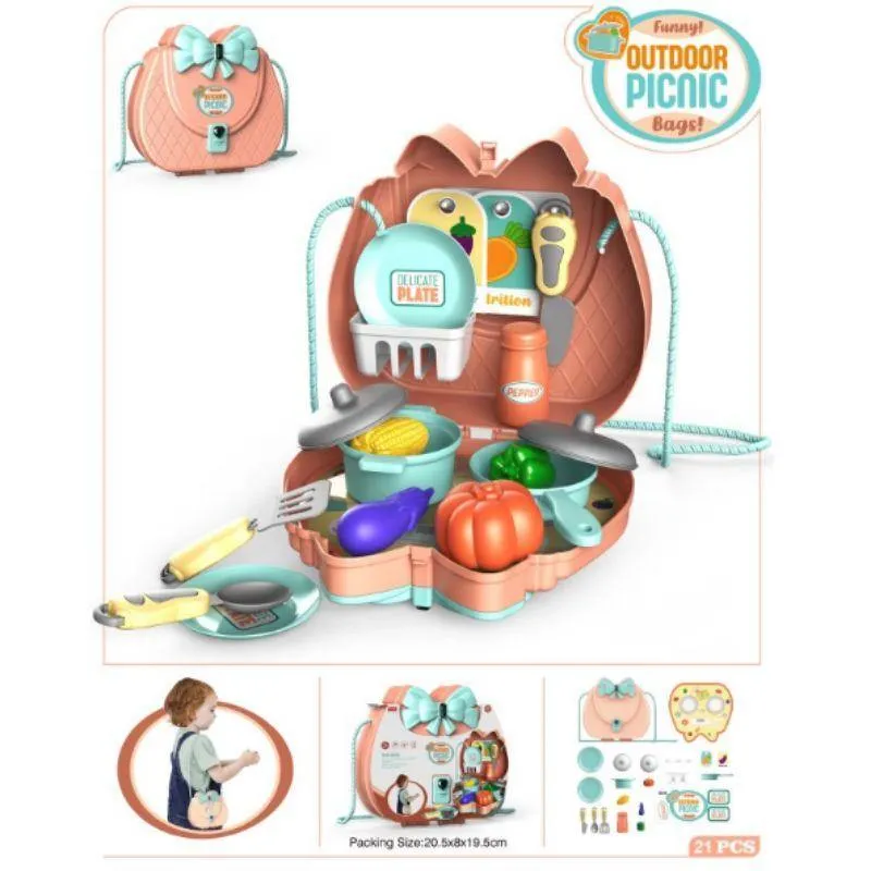 Fun Picnic Kit in Carry Bag - 20.5cm x 8cm x 19.5cm