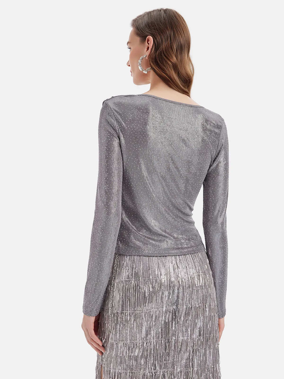 Galactic Shimmer Pleated Wrap Top
