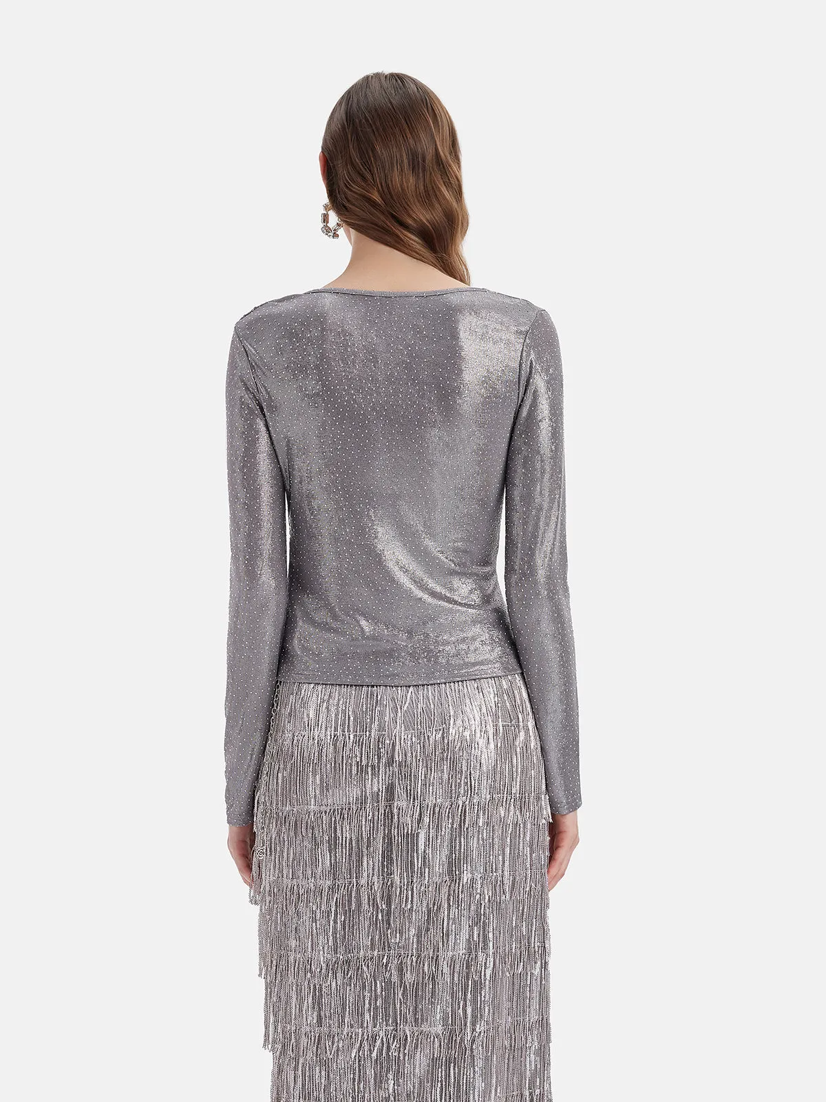 Galactic Shimmer Pleated Wrap Top