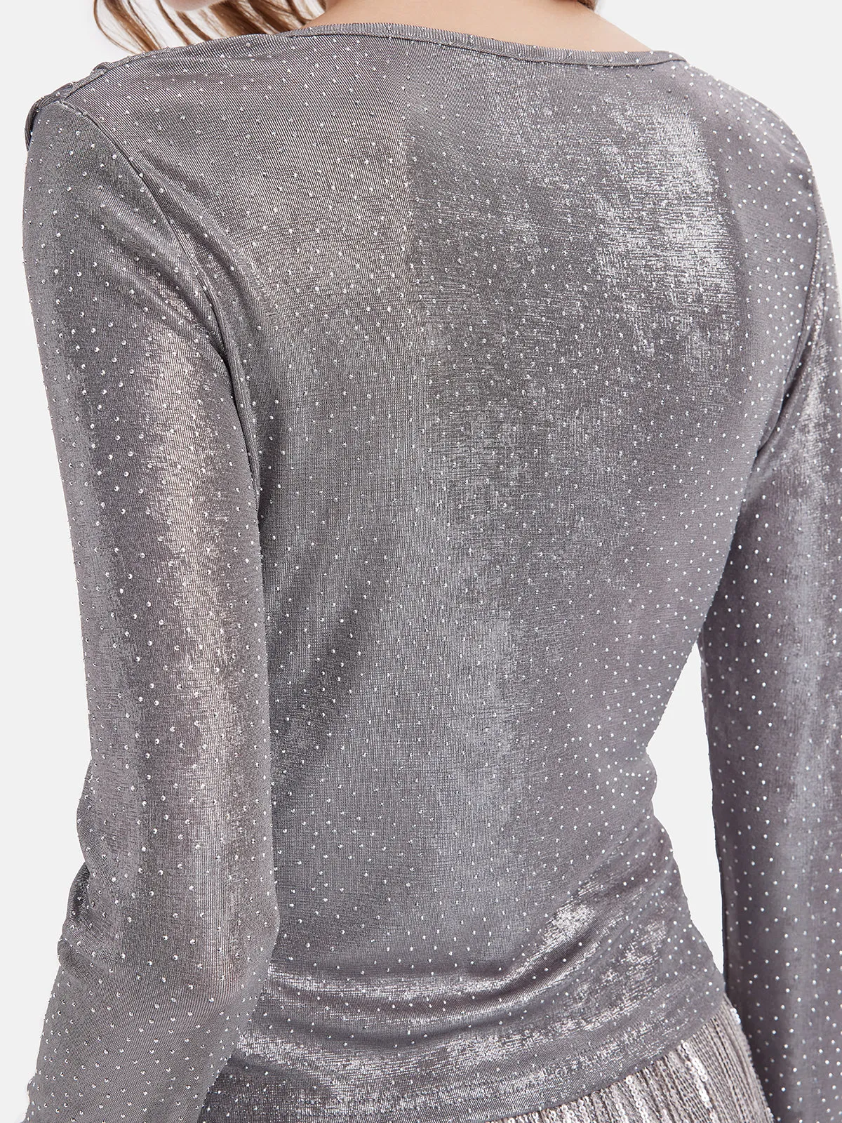 Galactic Shimmer Pleated Wrap Top
