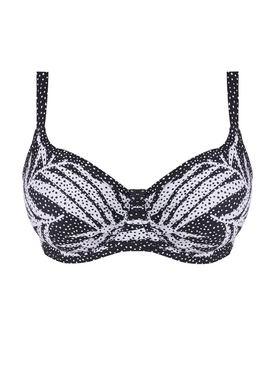 Gemini Palm Sweetheart Bikini Top - Monochrome