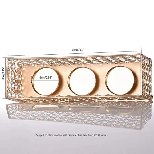 Gold Crystal Candle Holders Tray