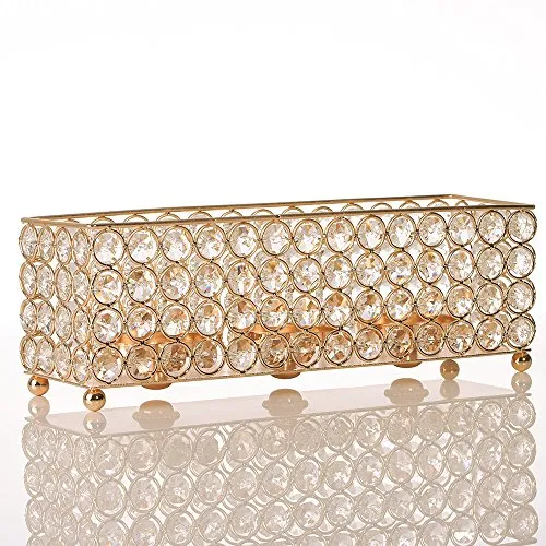 Gold Crystal Candle Holders Tray
