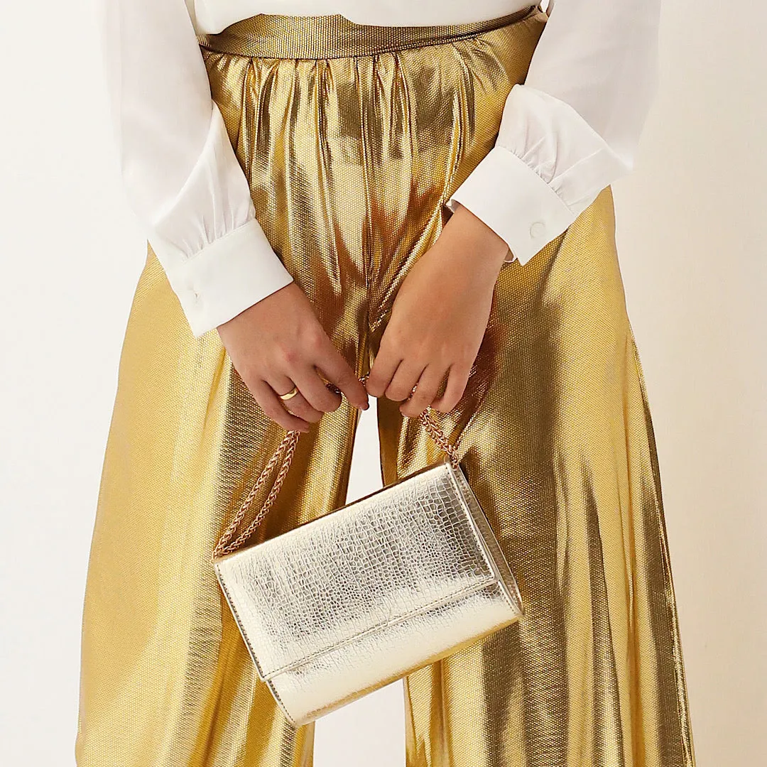 Gold quilted flap bag