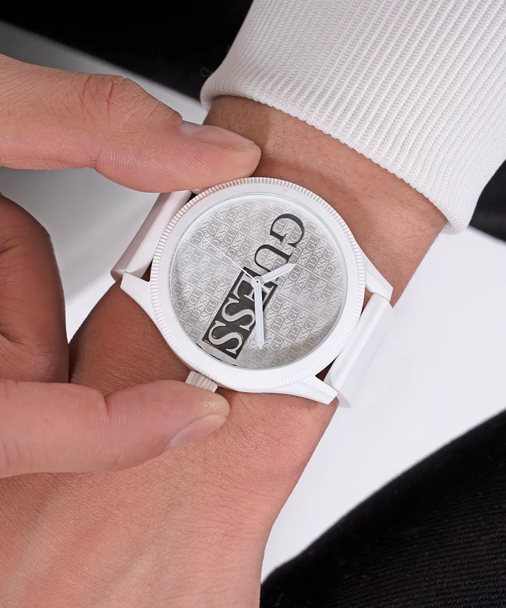 GUESS Mens White Analog Watch